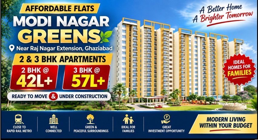2 BHK Flat in Modi Nagar Greens | 835 Sq Ft | Delhi-Meerut Road
